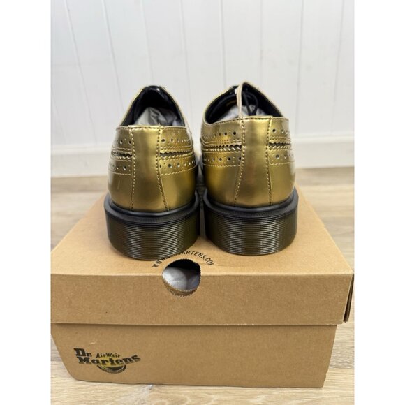 Dr. Doc Martens Gold Pewter Wingtip Shoes W10 M9 Goth Punk Greaser Rockabilly - Picture 4 of 12